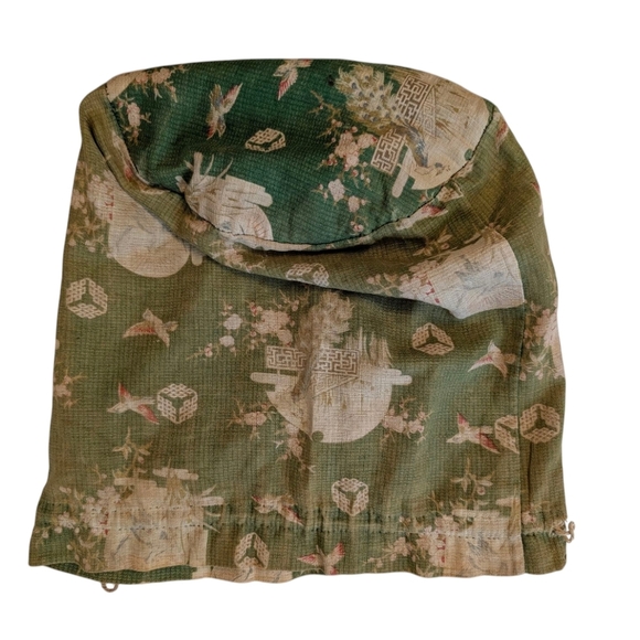 FABRIC VINTAGE 1920 Jewelry Bag Drawstring Green Floral Makeup Whatnot Bag - Picture 10 of 12